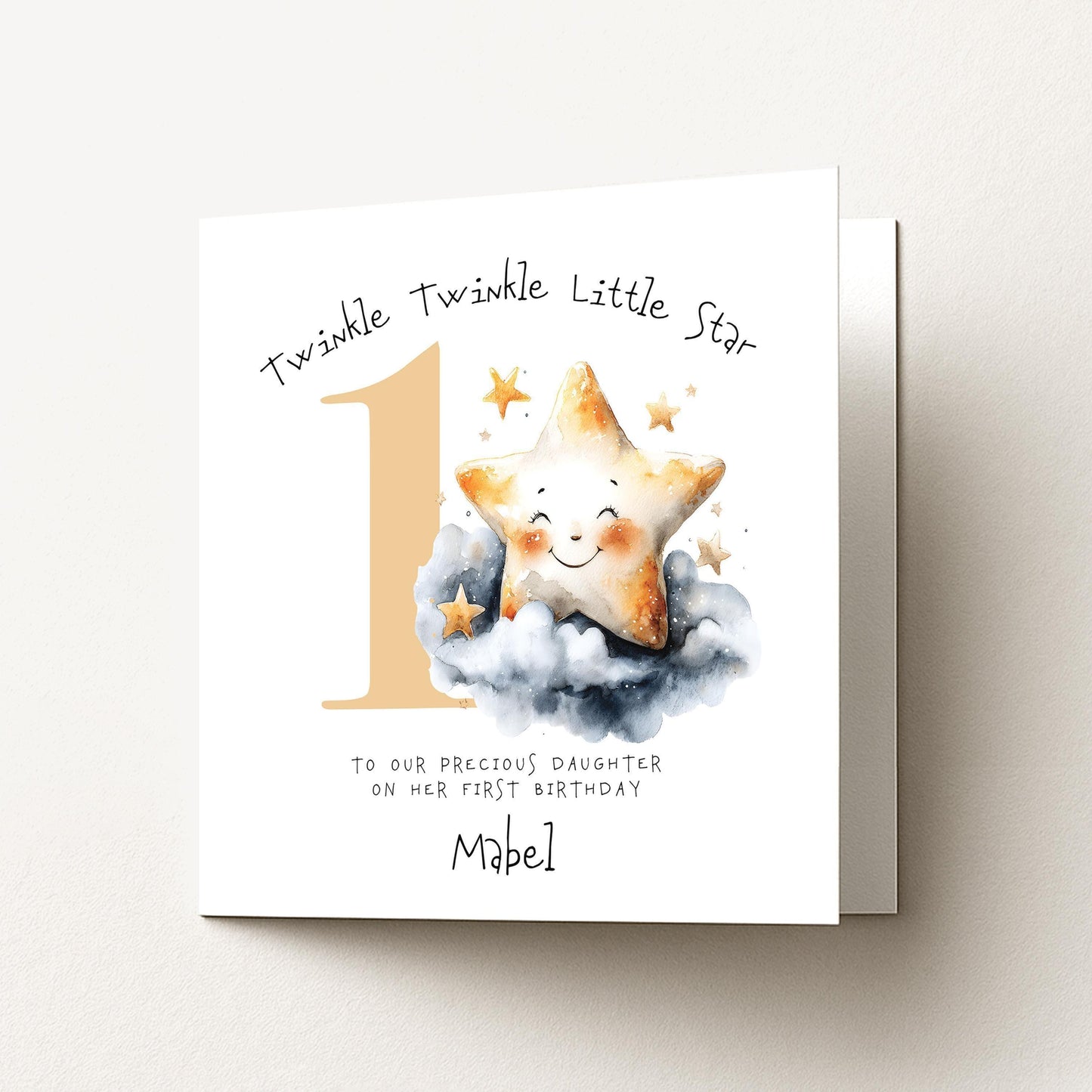 First Birthday Card - Personalised Twinkle Star Nursery Rhyme Keepsake