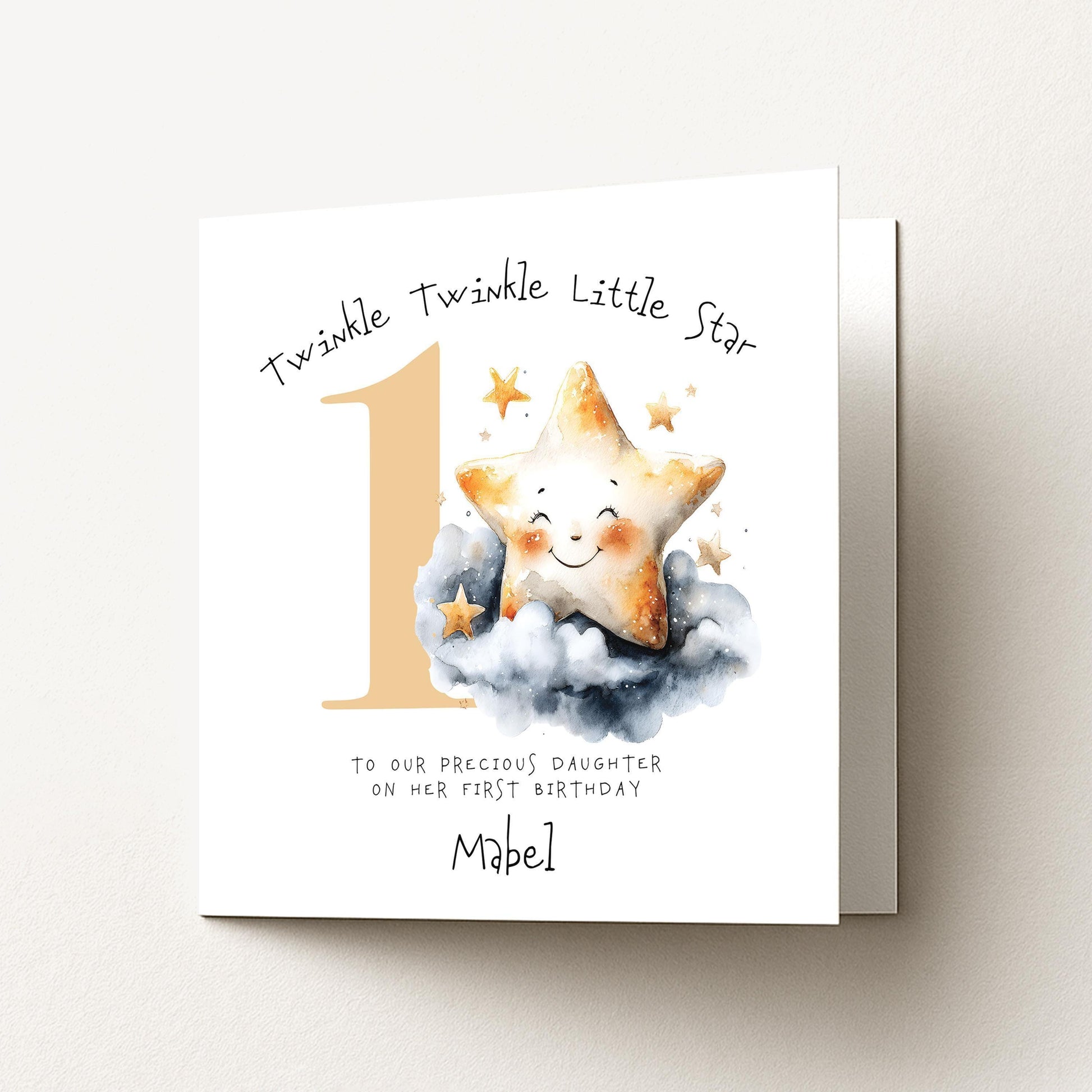 First Birthday Card - Personalised Twinkle Star Nursery Rhyme Keepsake