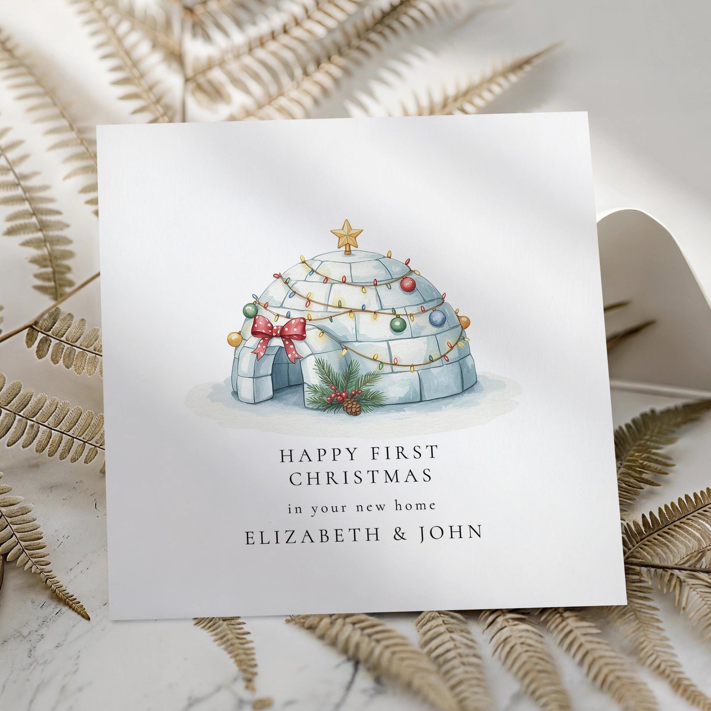 First Christmas Card – New Home Card With Festive Igloo Design & Personalised Keepsake
