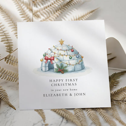 First Christmas Card – New Home Card With Festive Igloo Design & Personalised Keepsake