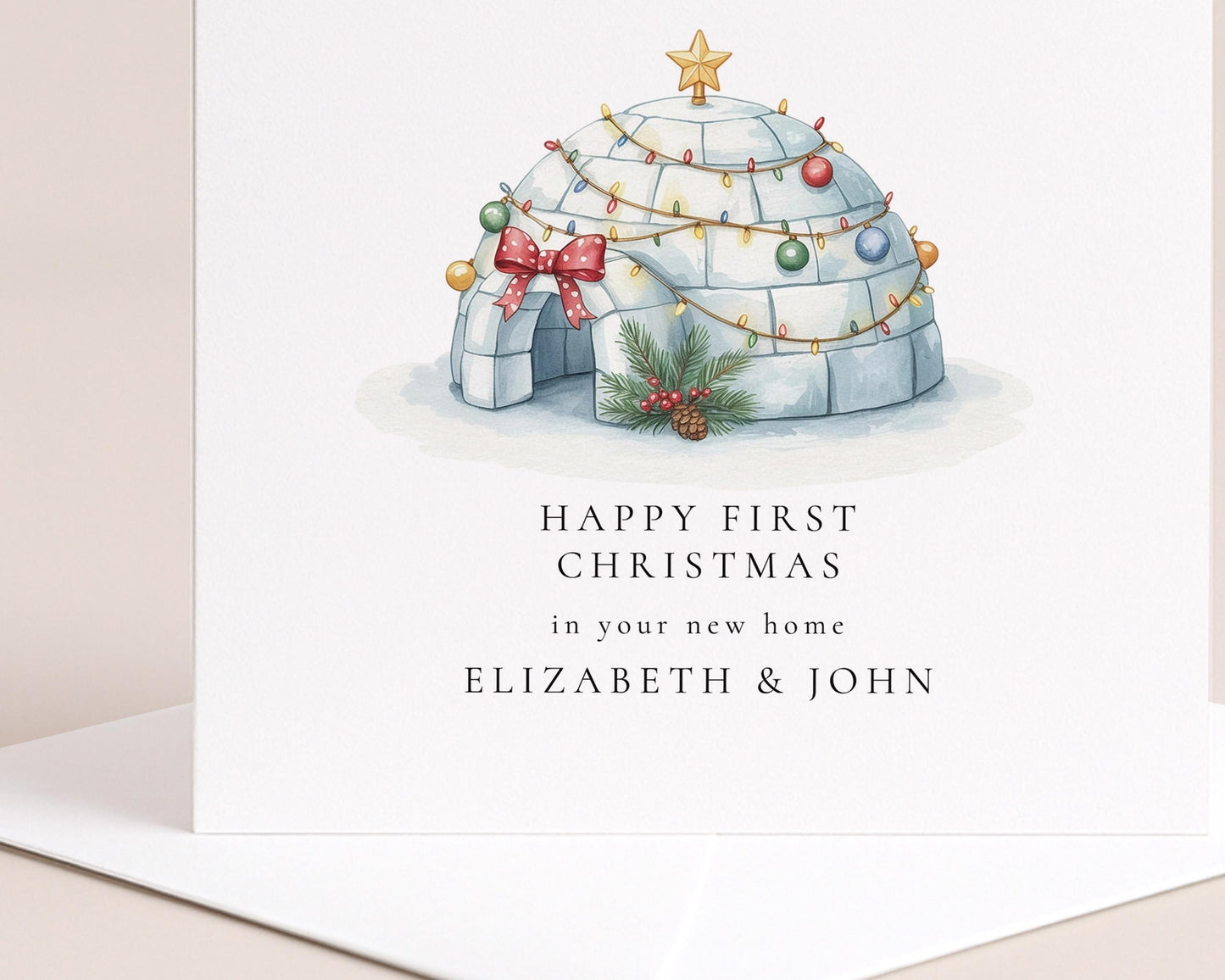 First Christmas Card – New Home Card With Festive Igloo Design & Personalised Keepsake