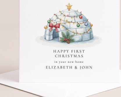 First Christmas Card – New Home Card With Festive Igloo Design & Personalised Keepsake