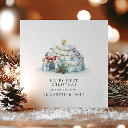 First Christmas Card – New Home Card With Festive Igloo Design & Personalised Keepsake