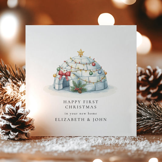 First Christmas Card – New Home Card With Festive Igloo Design & Personalised Keepsake