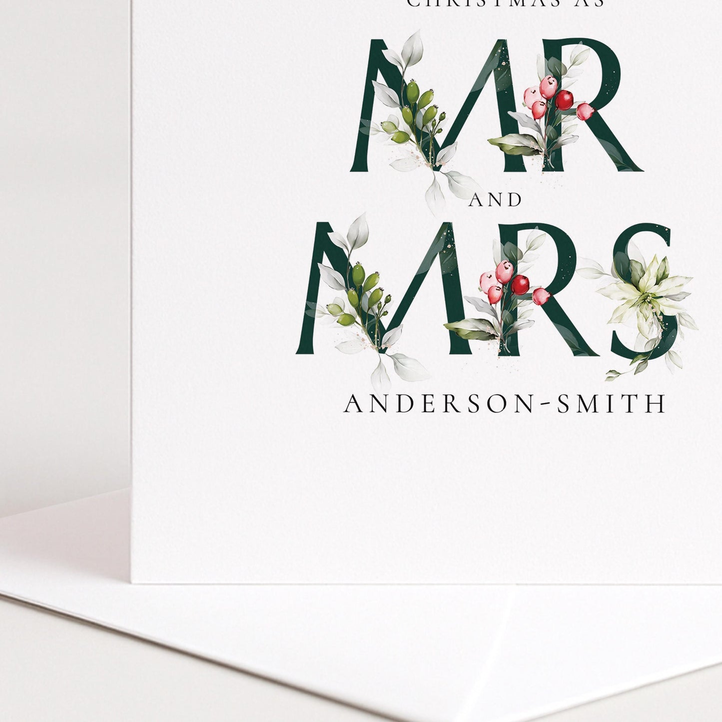 First Christmas Card – Personalised Holiday Greeting With Festive Holly Illustration