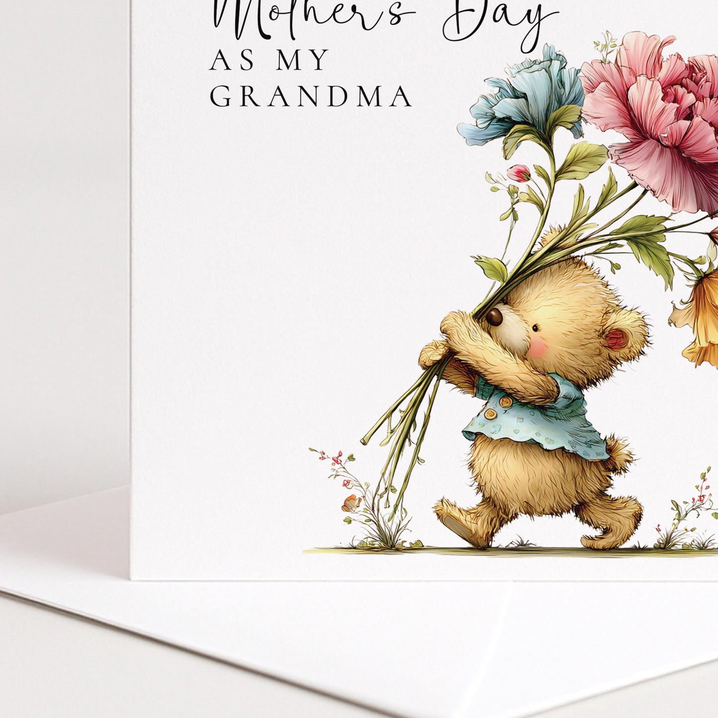 First Mothers Day Card - Personalised Grandma Greeting Card With Floral Bouquet