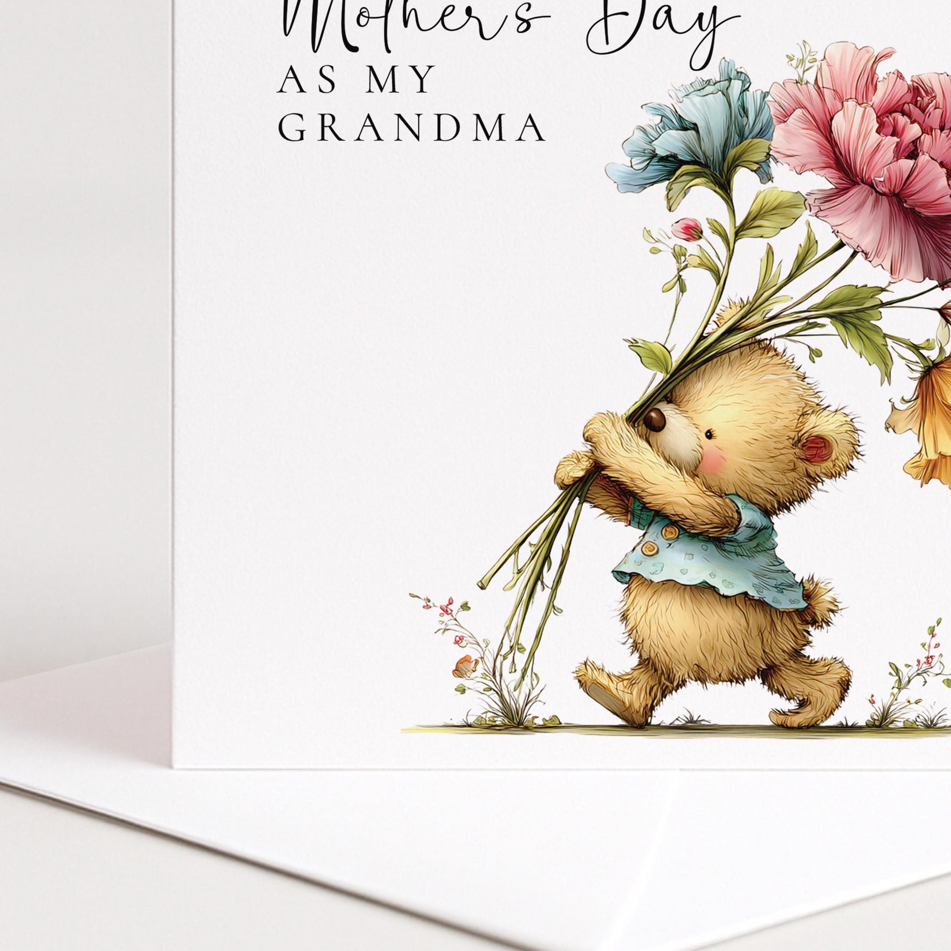 First Mothers Day Card - Personalised Grandma Greeting Card With Floral Bouquet