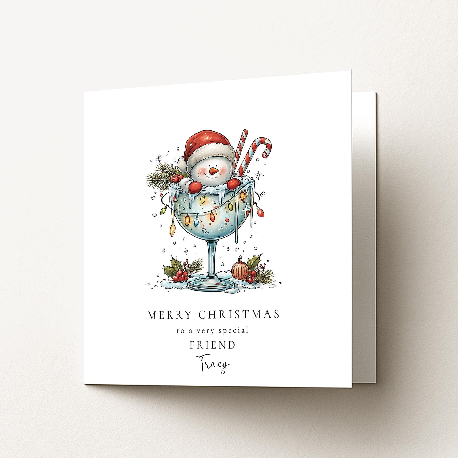Friend Christmas Card – Personalised Snowman Christmas Card With Envelope