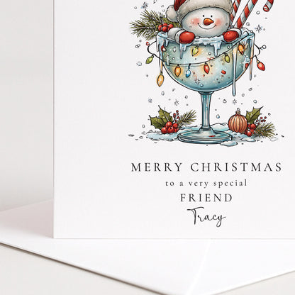 Friend Christmas Card – Personalised Snowman Christmas Card With Envelope