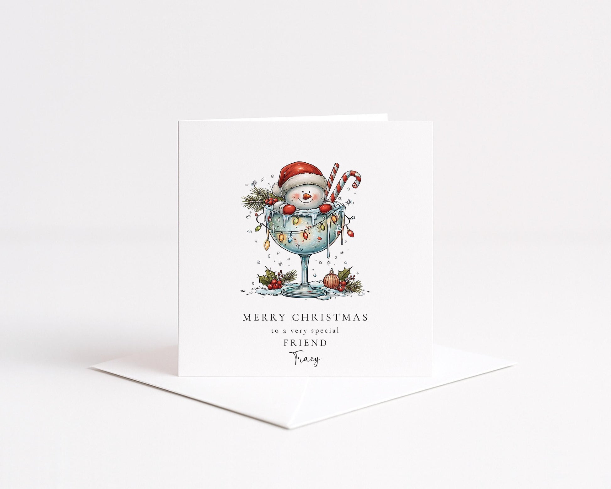 Friend Christmas Card – Personalised Snowman Christmas Card With Envelope