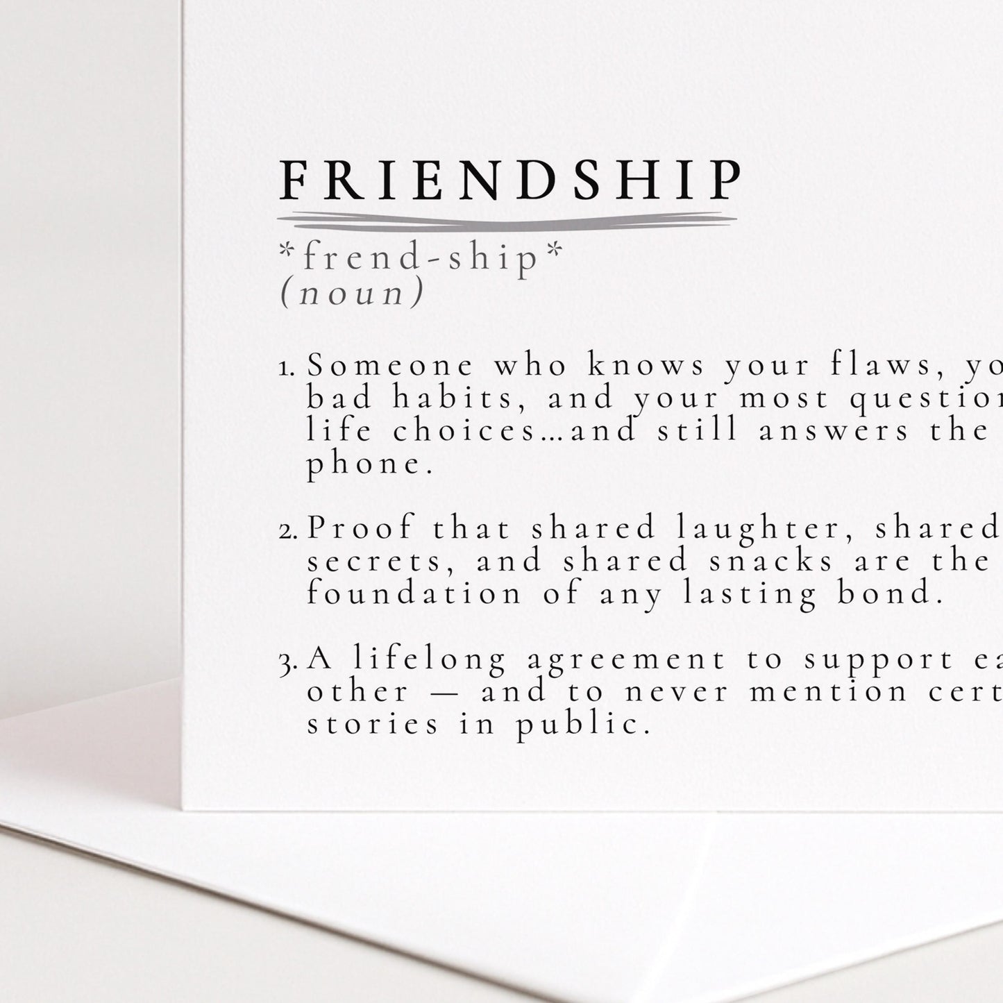 Friendship Card – Meaningful Just Because Card With Heartfelt Message