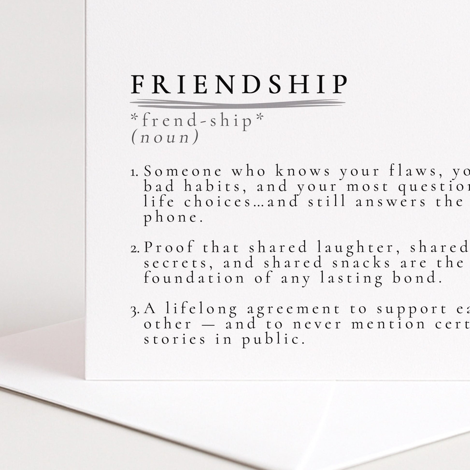 Friendship Card – Meaningful Just Because Card With Heartfelt Message