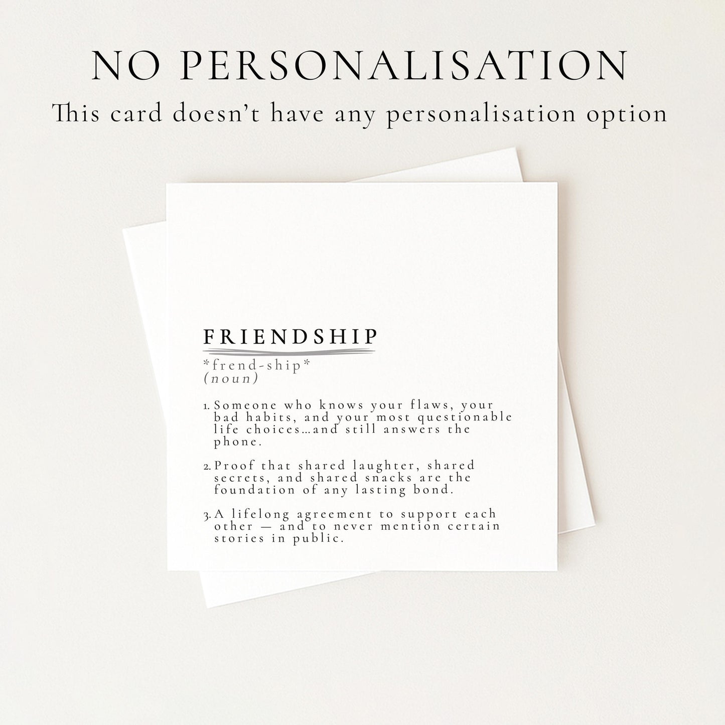Friendship Card – Meaningful Just Because Card With Heartfelt Message