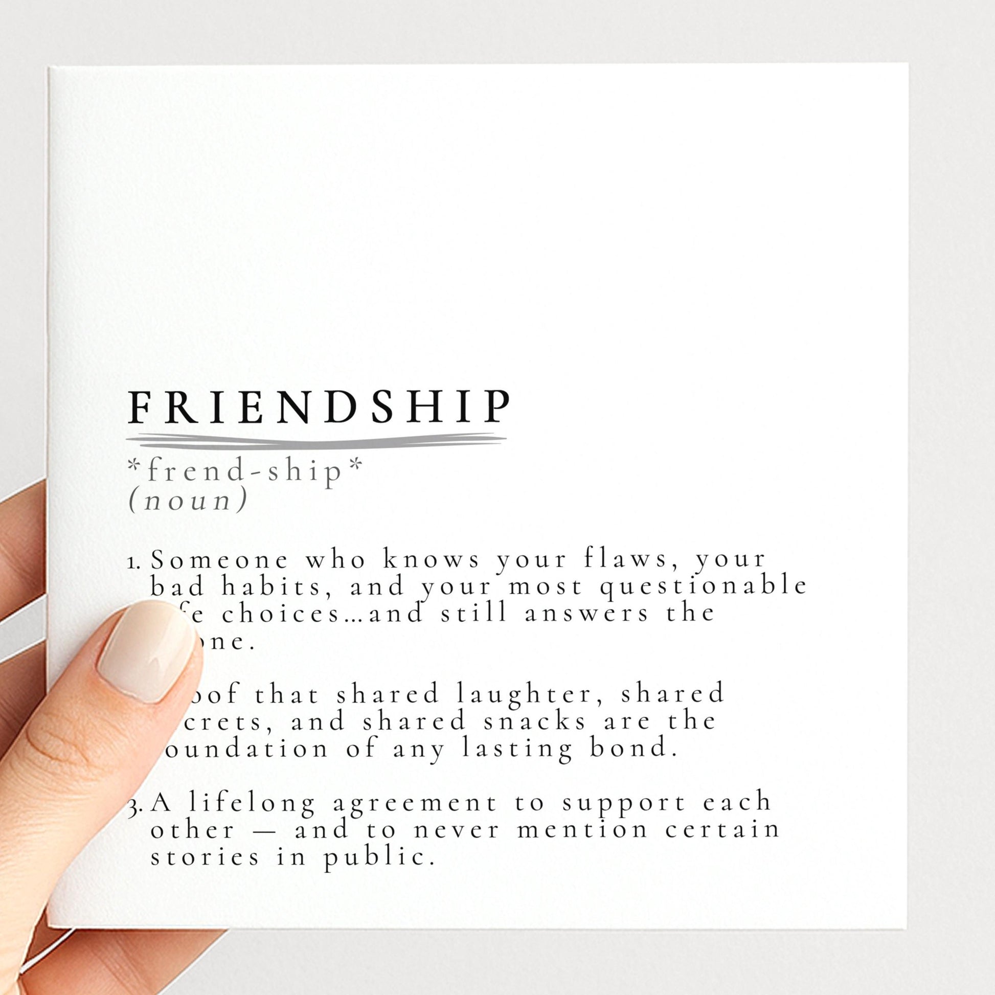 Friendship Card – Meaningful Just Because Card With Heartfelt Message