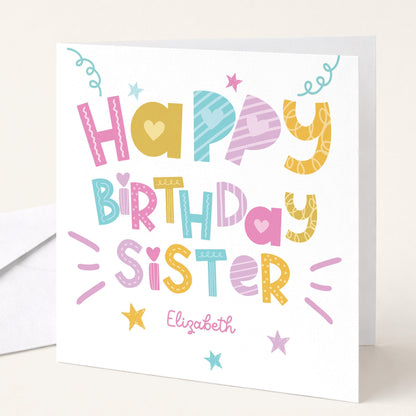 Fun Sister Birthday Card Personalised