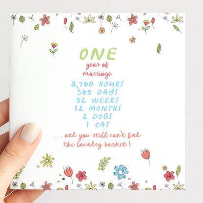 Funny 1st Anniversary Card – Playful Wedding Anniversary Design With Love