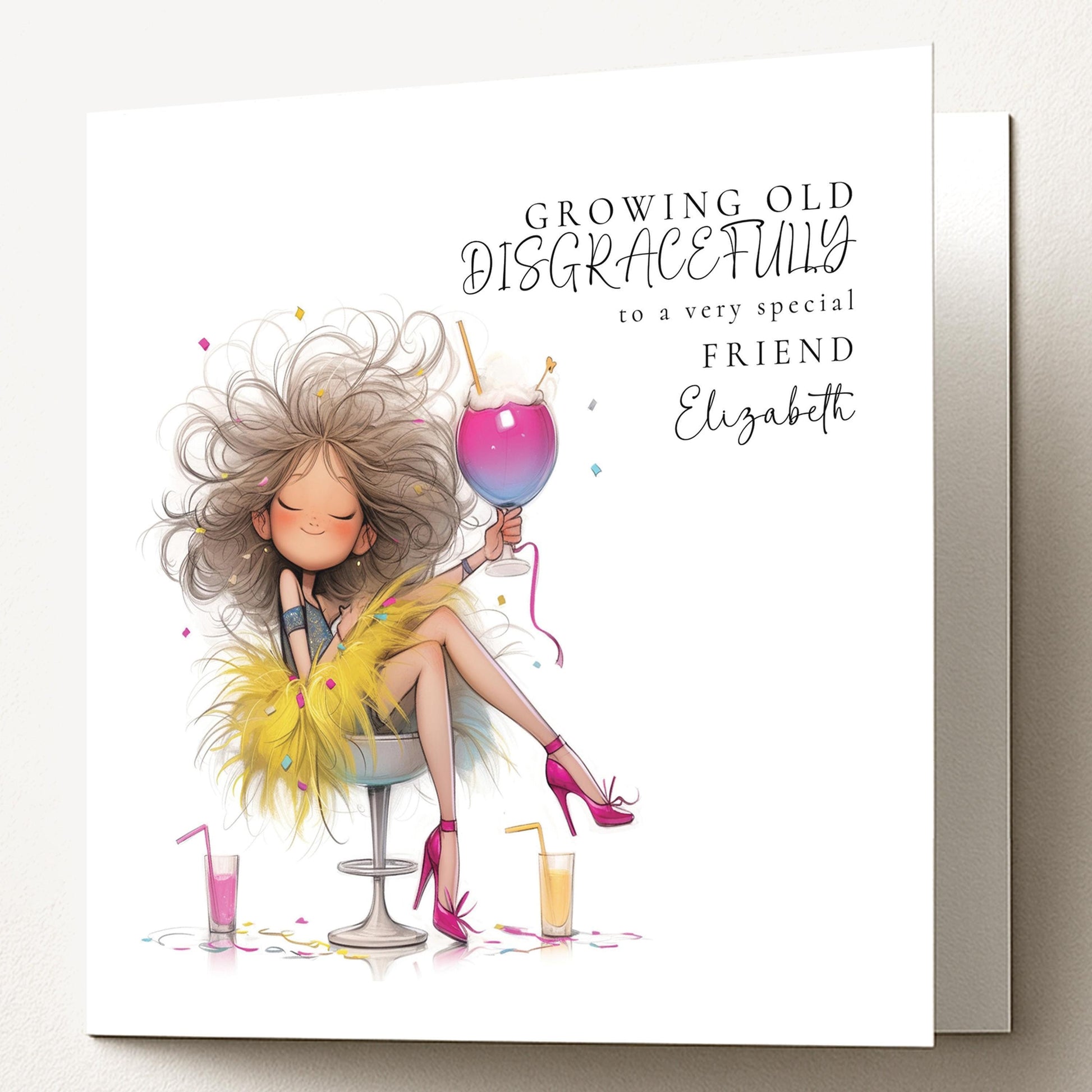Funny Birthday Card - Cheeky Personalised Birthday Card For Friend - Bold Illustration