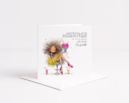 Funny Birthday Card - Cheeky Personalised Birthday Card For Friend - Bold Illustration