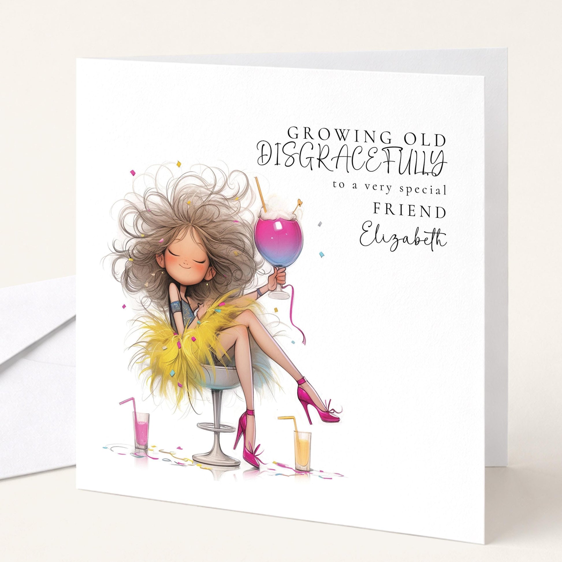 Funny Birthday Card - Cheeky Personalised Birthday Card For Friend - Bold Illustration