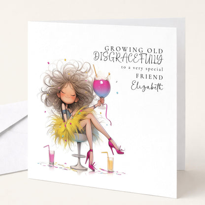 Funny Birthday Card - Cheeky Personalised Birthday Card For Friend - Bold Illustration