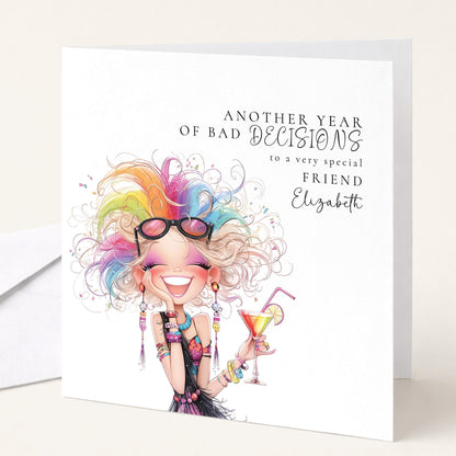 Funny Birthday Card - Cheeky Personalised Birthday Card for Friend with Name
