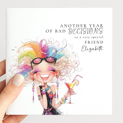 Funny Birthday Card - Cheeky Personalised Birthday Card for Friend with Name