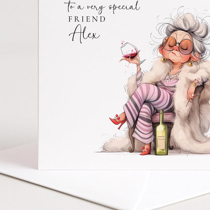 Funny Birthday Card - Cheeky Retro Friend Greeting With Playful Humour