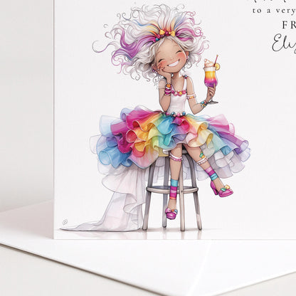 Funny Birthday Card - Colourful Personalised Card For Friend With Joyful Wishes