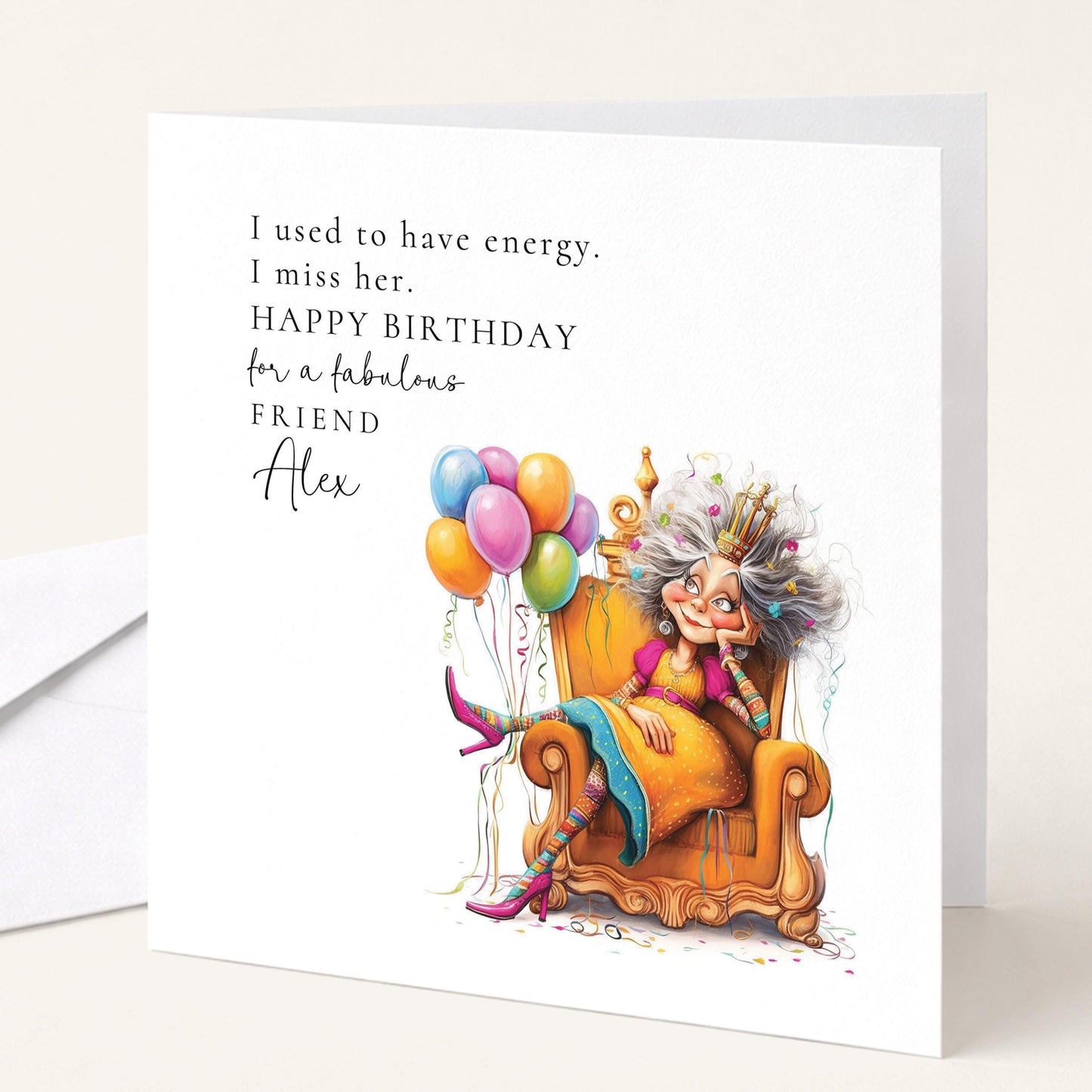 Funny Birthday Card – Menopause Friendship Design with Cheeky Humour & Personalised Name