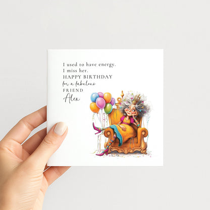 Funny Birthday Card – Menopause Friendship Design with Cheeky Humour & Personalised Name