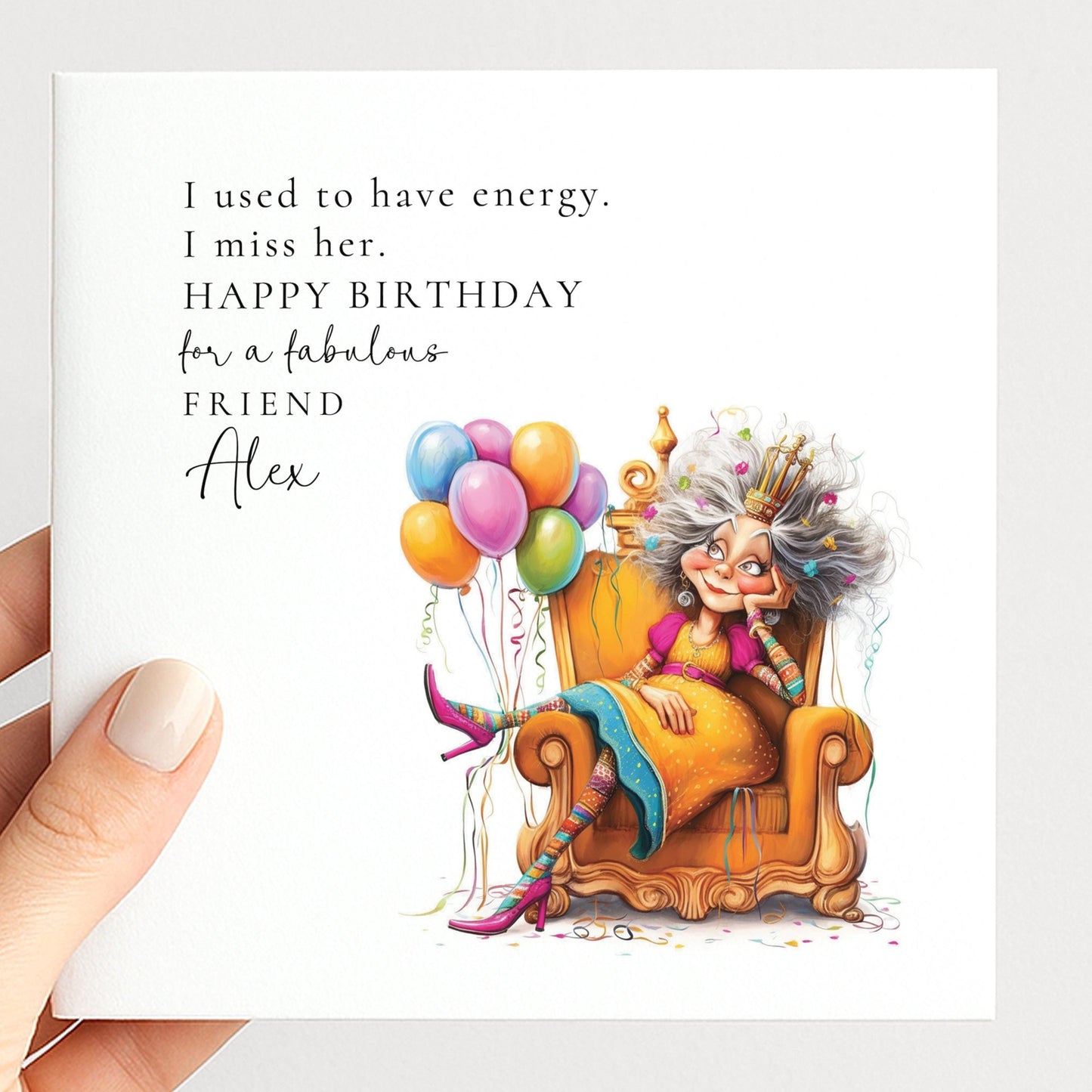Funny Birthday Card – Menopause Friendship Design with Cheeky Humour & Personalised Name