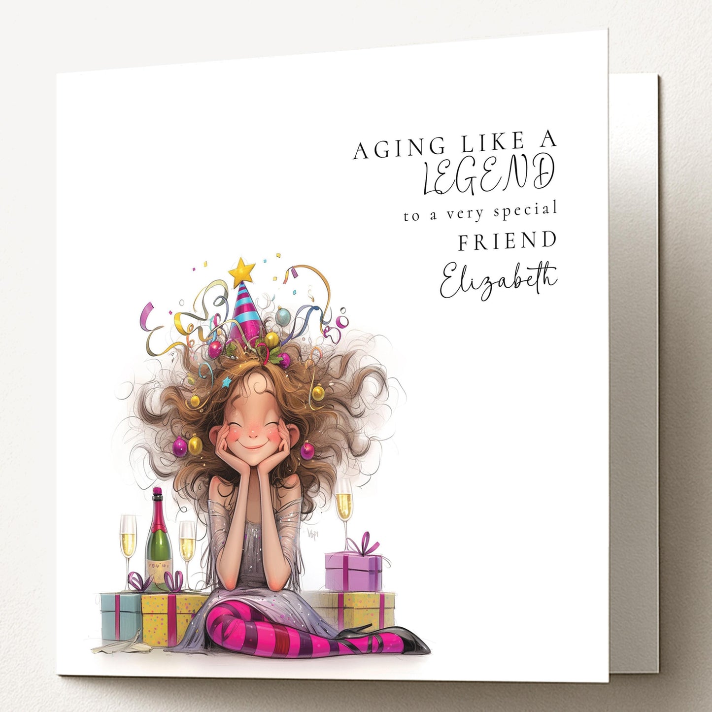 Funny Birthday Card - Personalised Colourful Birthday Card for Friend Celebration