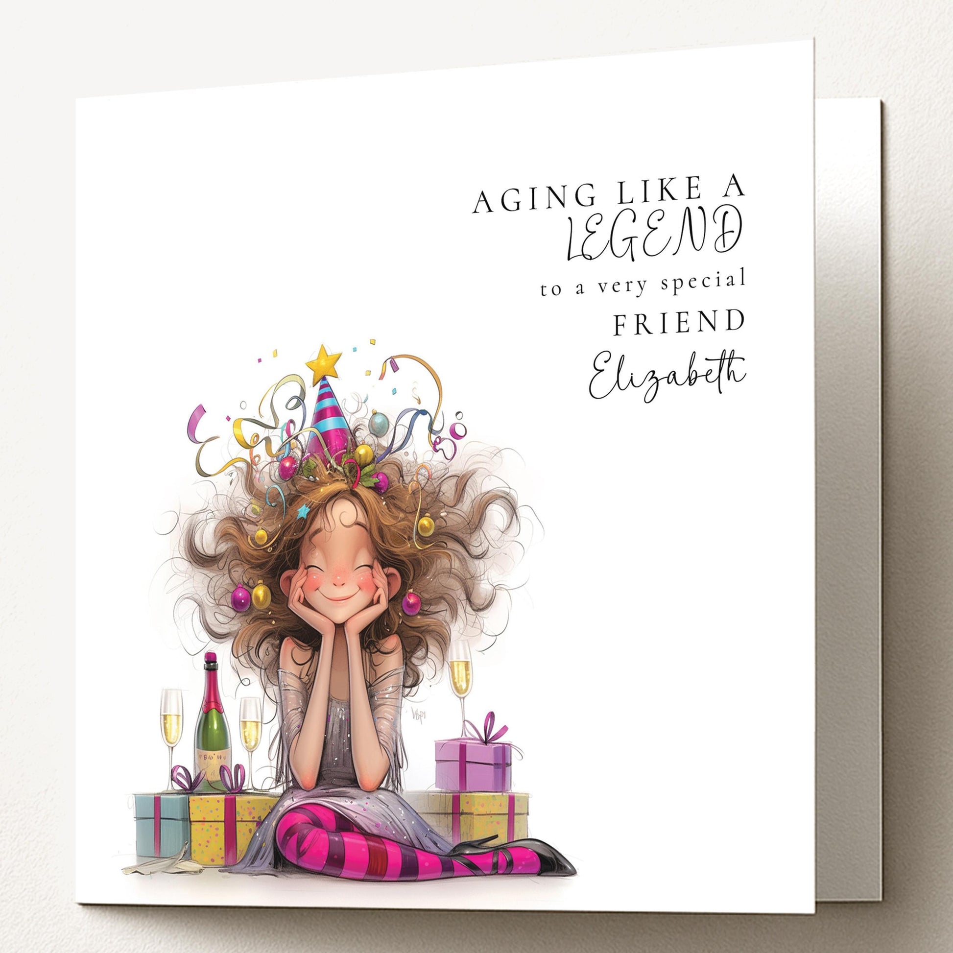 Funny Birthday Card - Personalised Colourful Birthday Card for Friend Celebration