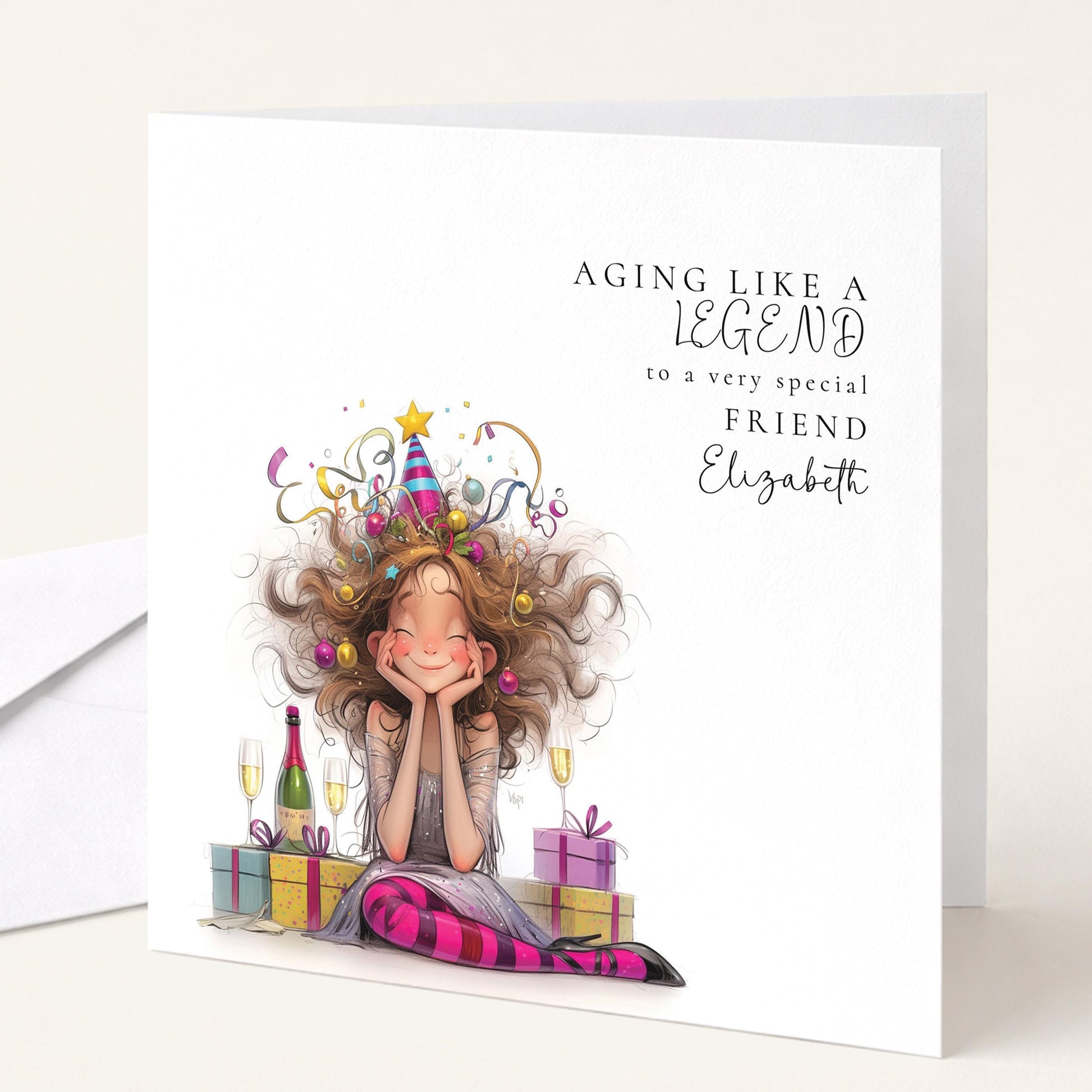 Funny Birthday Card - Personalised Colourful Birthday Card for Friend Celebration