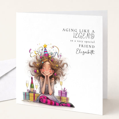 Funny Birthday Card - Personalised Colourful Birthday Card for Friend Celebration