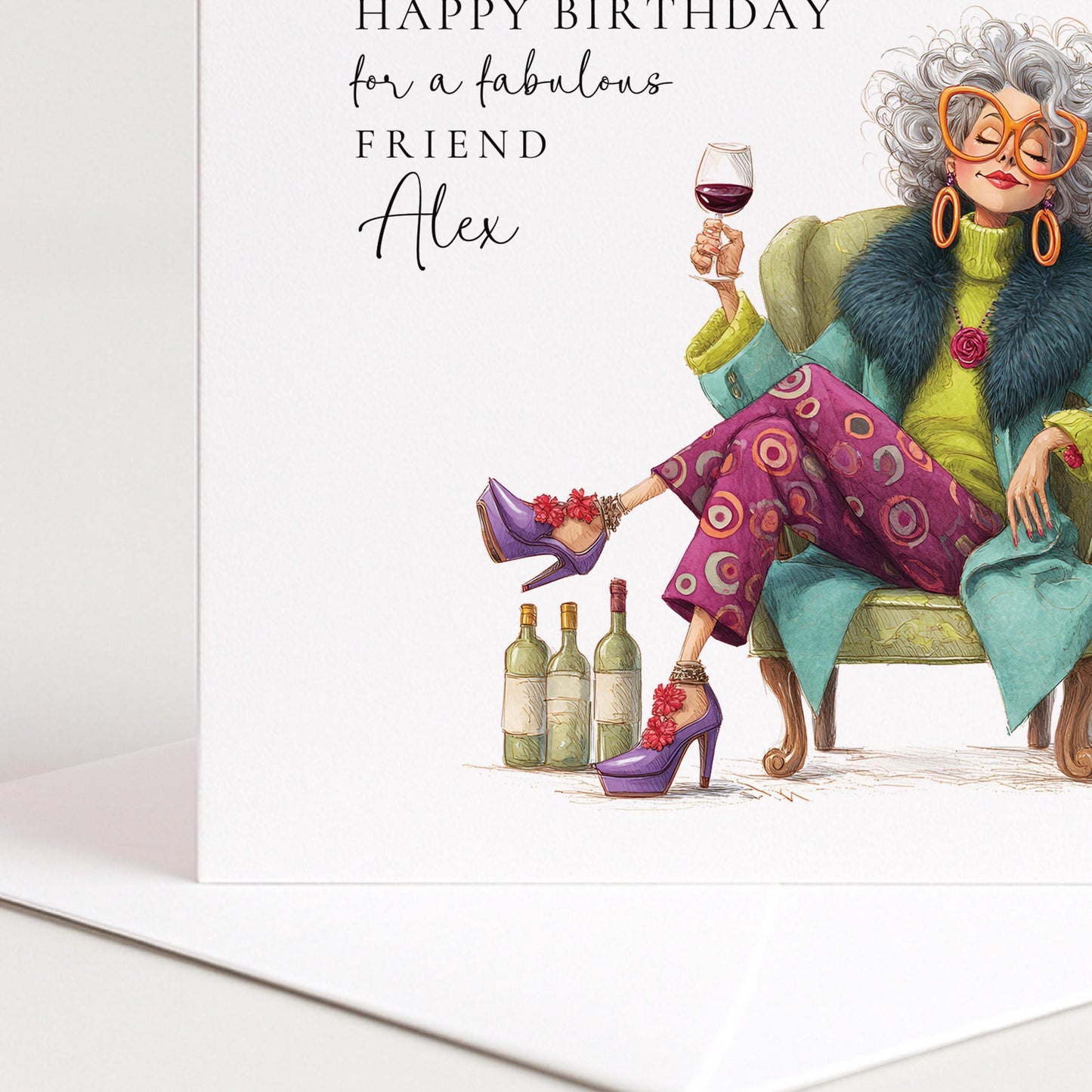 Funny Birthday Card – Personalised Friend Card With Stylish Illustration