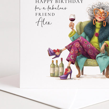 Funny Birthday Card – Personalised Friend Card With Stylish Illustration