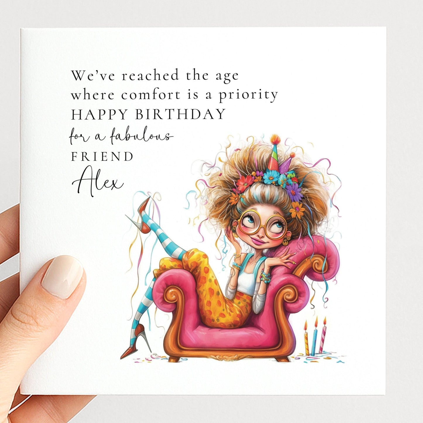 Funny Birthday Card - Personalised Friend Greeting With Playful Humour & Premium Matte Card