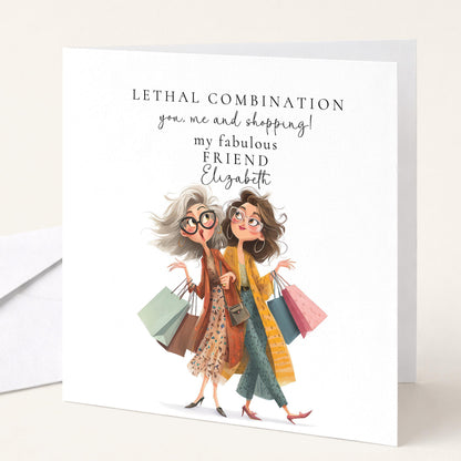 Funny Birthday Card – Personalised Shopping Themed Card for Best Friend