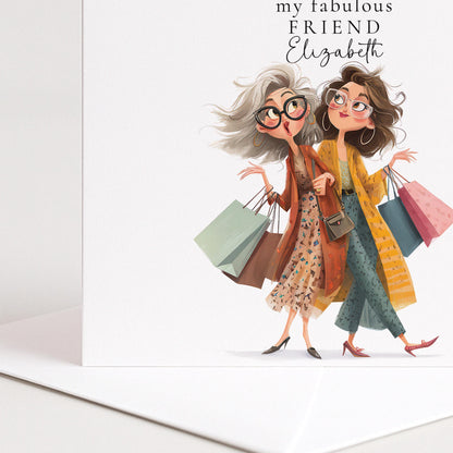 Funny Birthday Card – Personalised Shopping Themed Card for Best Friend