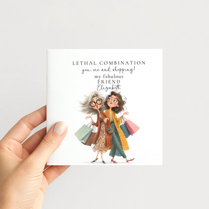 Funny Birthday Card – Personalised Shopping Themed Card for Best Friend