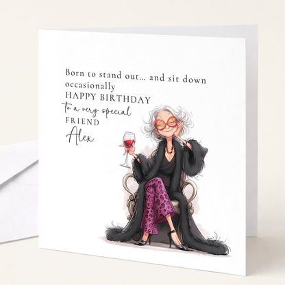 Funny Birthday Card - Personalised Stylish Greeting for Friend with Witty Message