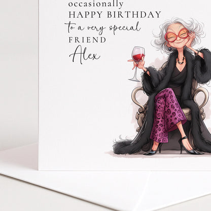 Funny Birthday Card - Personalised Stylish Greeting for Friend with Witty Message