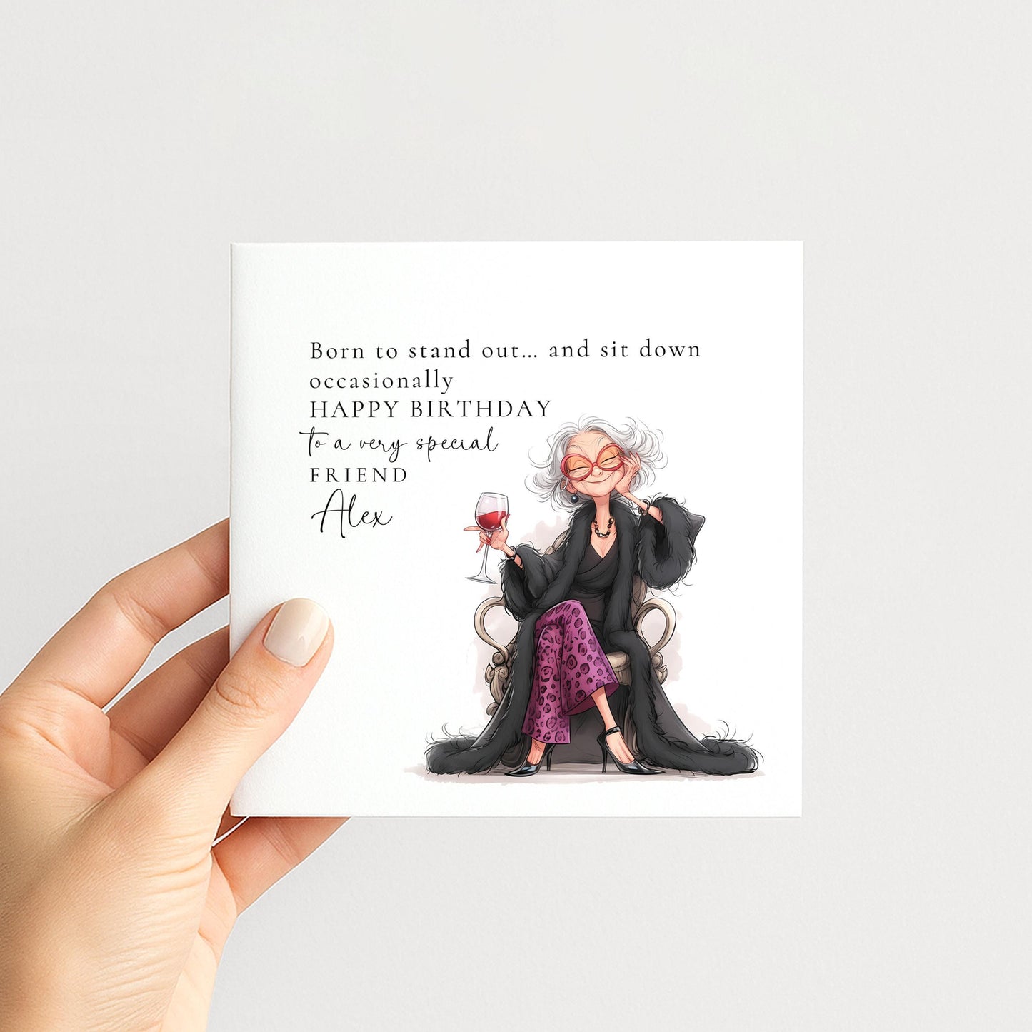 Funny Birthday Card - Personalised Stylish Greeting for Friend with Witty Message