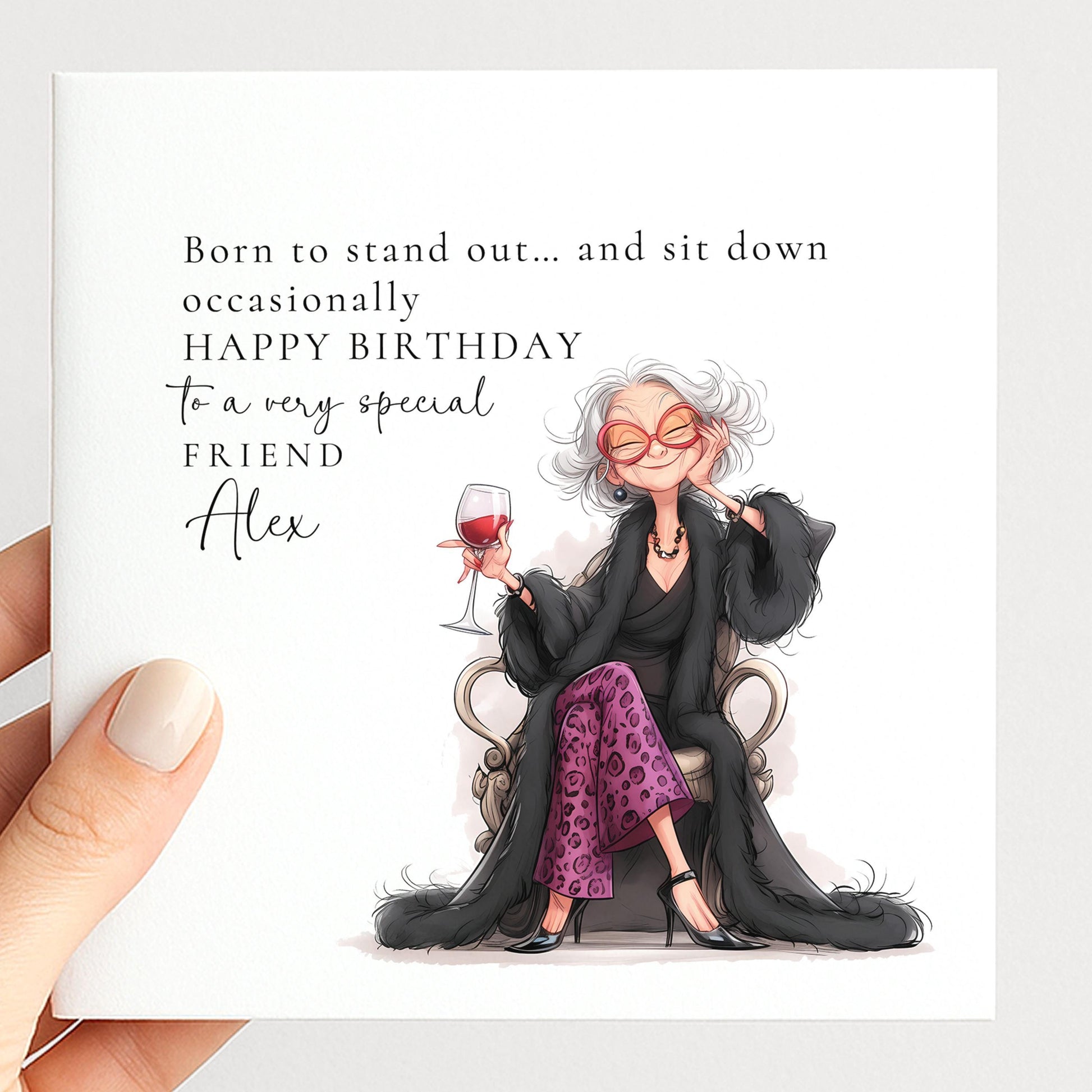 Funny Birthday Card - Personalised Stylish Greeting for Friend with Witty Message