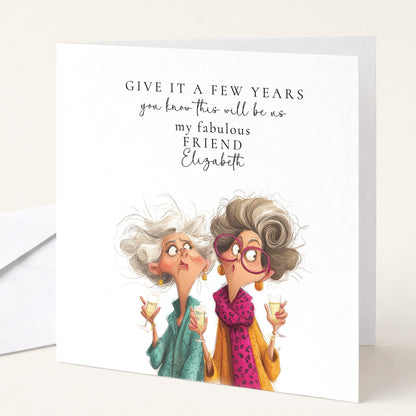 Funny Birthday Card - Stylish Birthday Greeting Card for Friend with Champagne Design