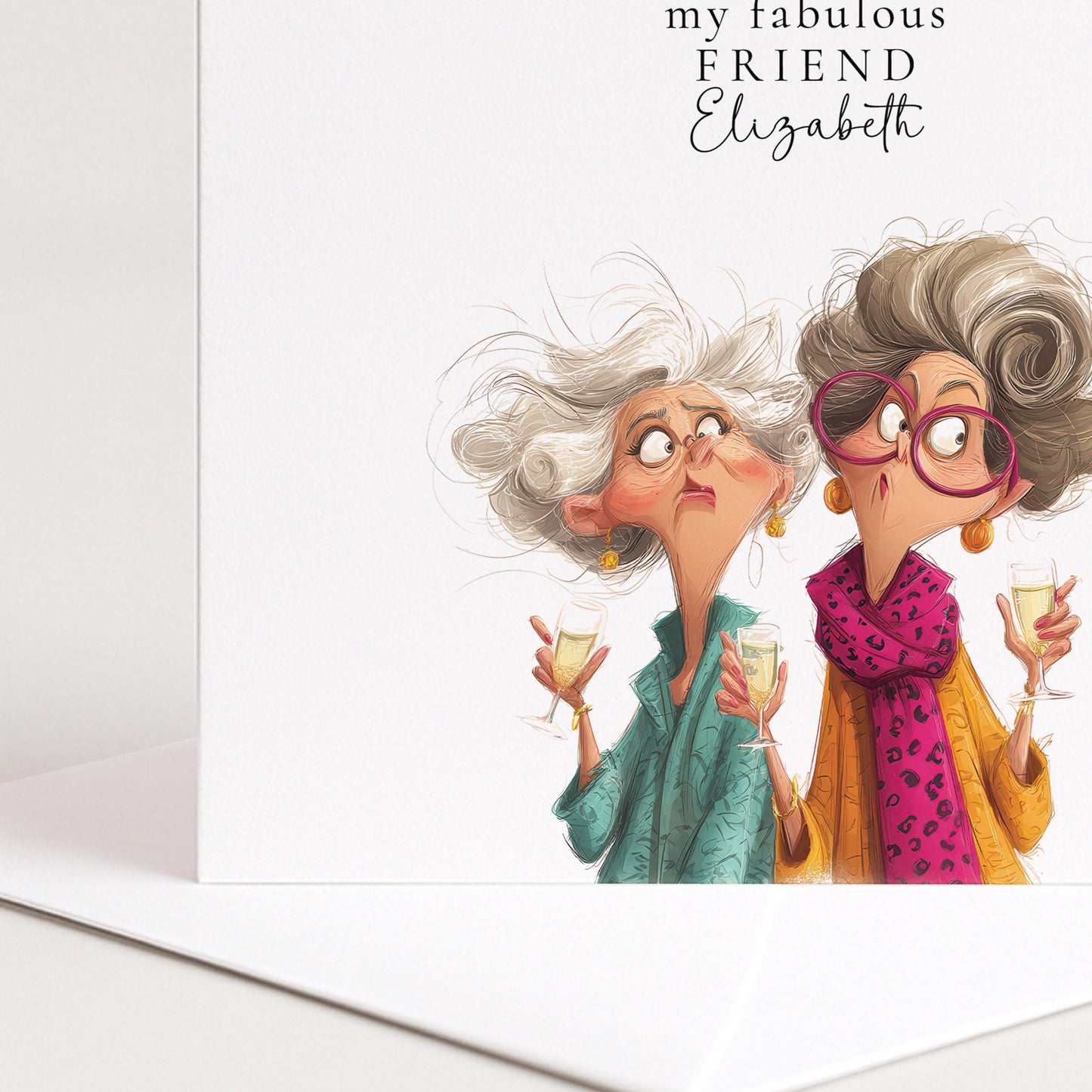 Funny Birthday Card - Stylish Birthday Greeting Card for Friend with Champagne Design