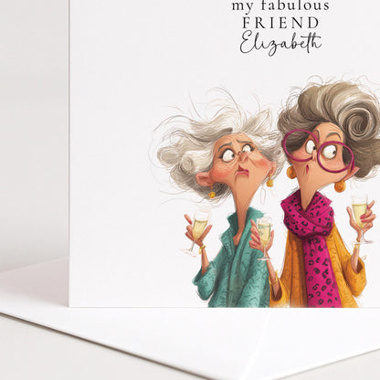 Funny Birthday Card - Stylish Birthday Greeting Card for Friend with Champagne Design