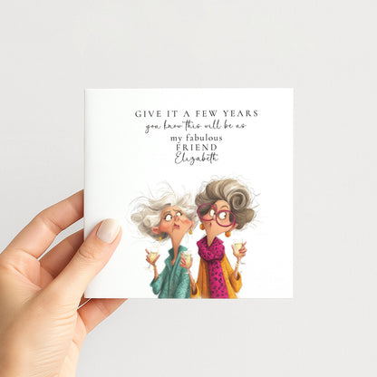 Funny Birthday Card - Stylish Birthday Greeting Card for Friend with Champagne Design