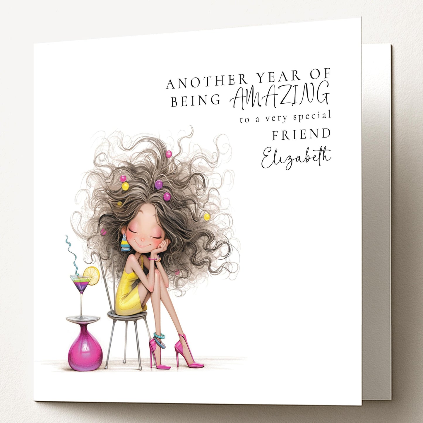 Funny Birthday Card - Stylish Elegant Birthday Card for Friend, Personalised Option